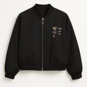 بامبر زنانه گلدوزی 3 قلب - مشکی